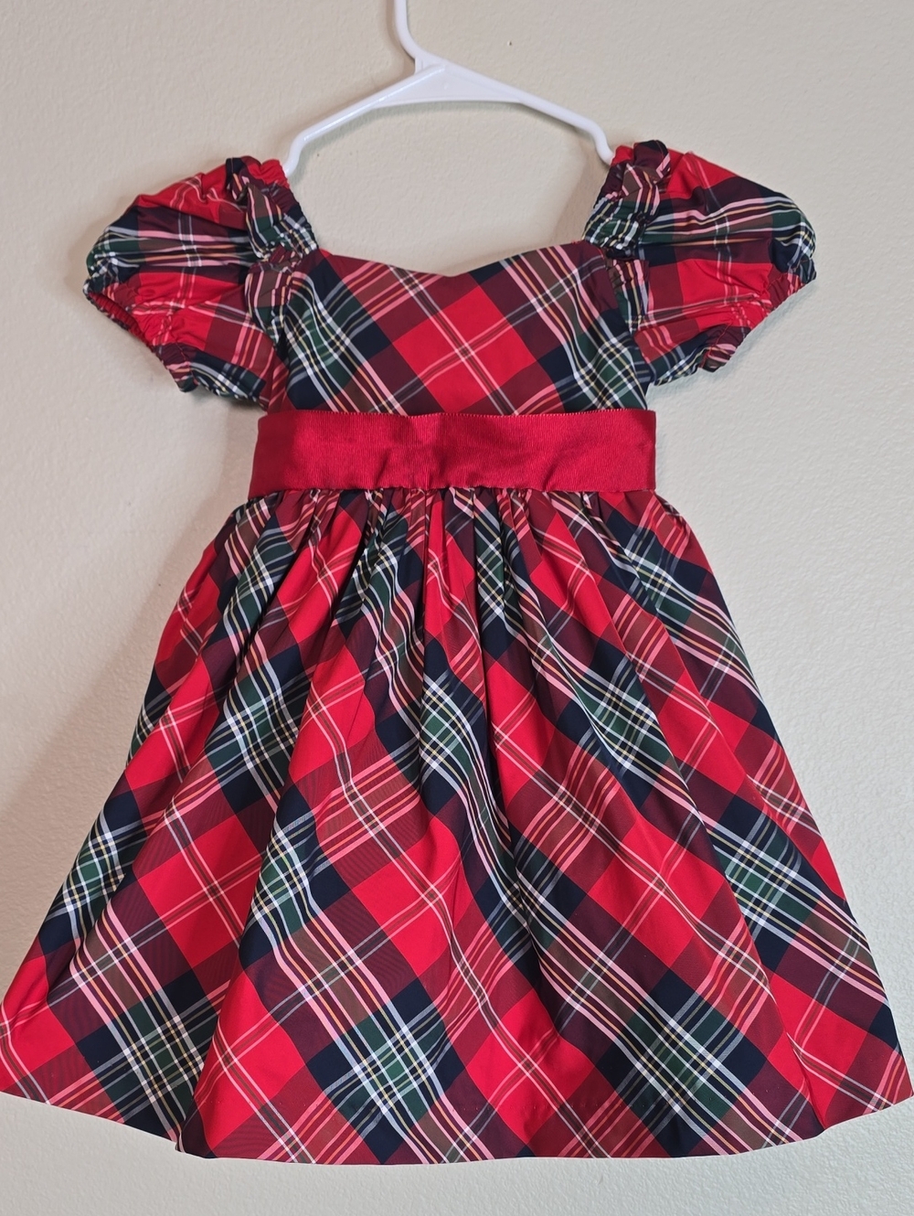 Janie And Jack Red Tartan Plaid Holiday Girls Dress Size 2t.